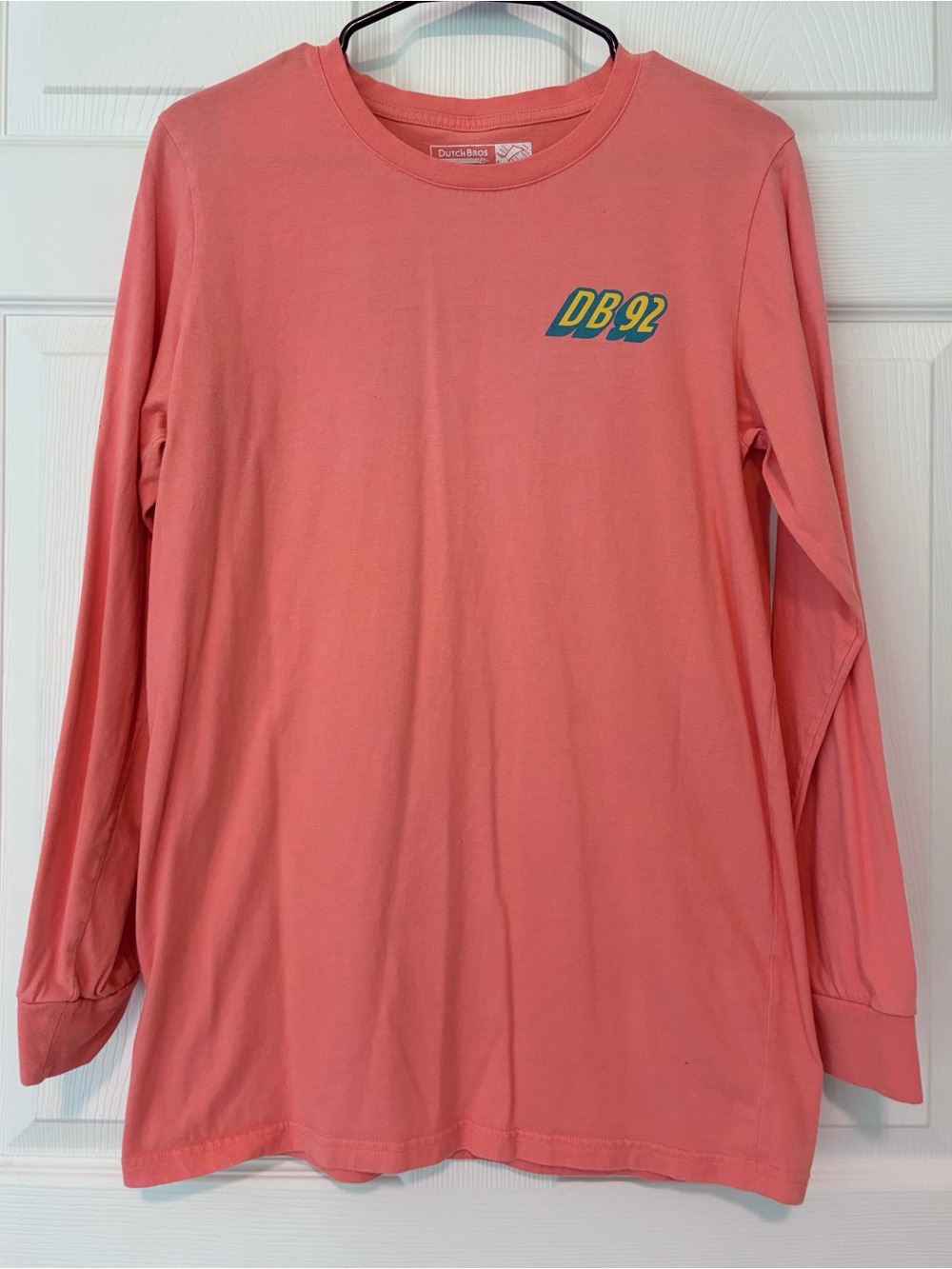 Dutch Bros Coral Pink Long Sleeve Tee with DB92 Logo